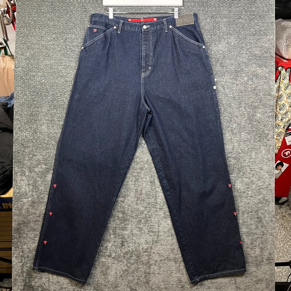 Vintage Vokal Jeans Men's Denim Blue Red Triangle Wide Leg Pockets Classic - 40